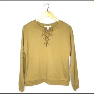 ❄️5 for $10 🏷 • Forever 21 •Olive Army Green Lace Up Sweatshirt